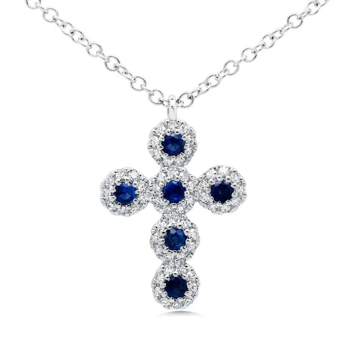 Sapphire & Diamond Cross Necklace