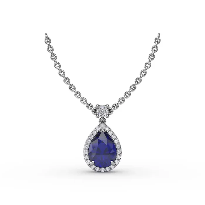 Sapphire & Diamond Teardrop Necklace