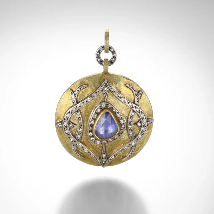 Sapphire and Diamond Disc Pendant