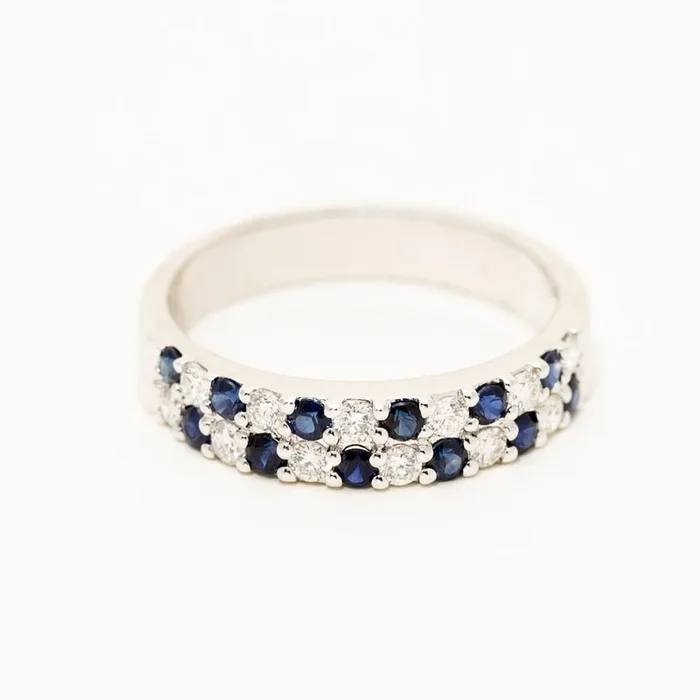 Sapphire Band in 14kt White Gold with Diamonds (1/3ct tw)