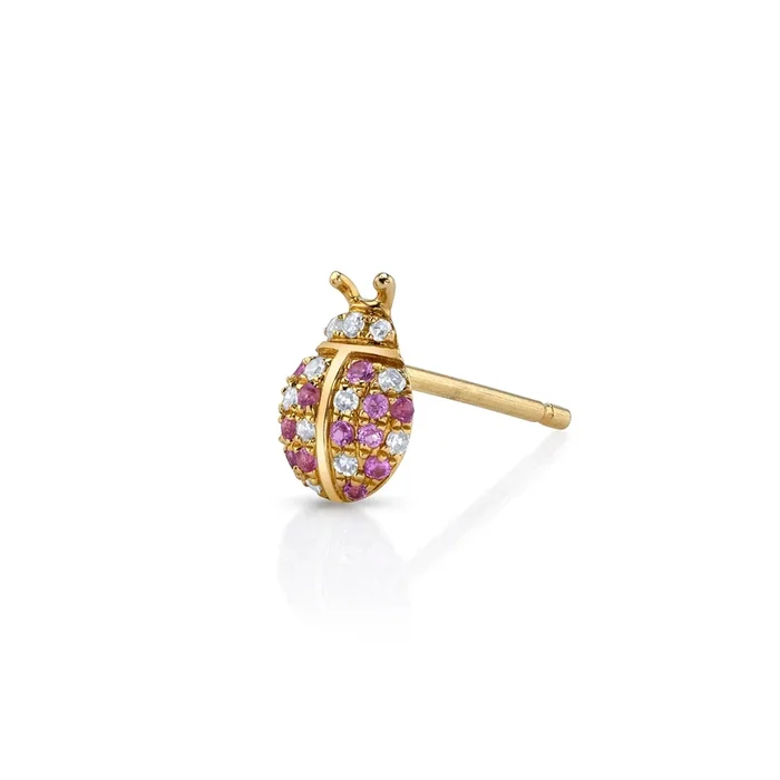 Sapphire Diamond Ladybug Stud