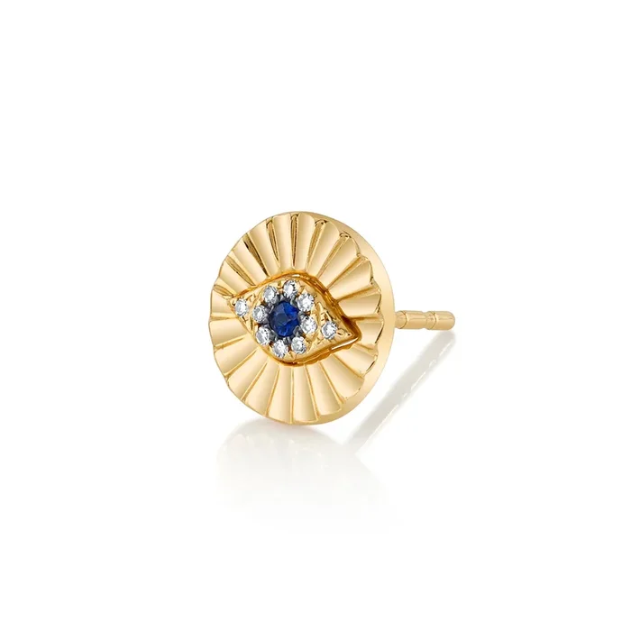 Sapphire Evil Eye Stud with Diamonds