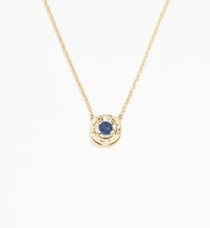 Sapphire Gold Necklace – Certified Sapphire Gold Necklace – 14k Solid Gold Necklace