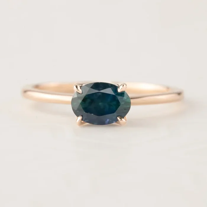 Sara Ring -1.00ct Green Montana Sapphire, 14k Rose Gold (One of a kind)