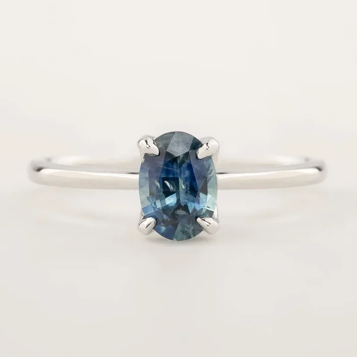 サラリング グリーンモンタナサファイア 0.86ct 14Kホワイトゴールド