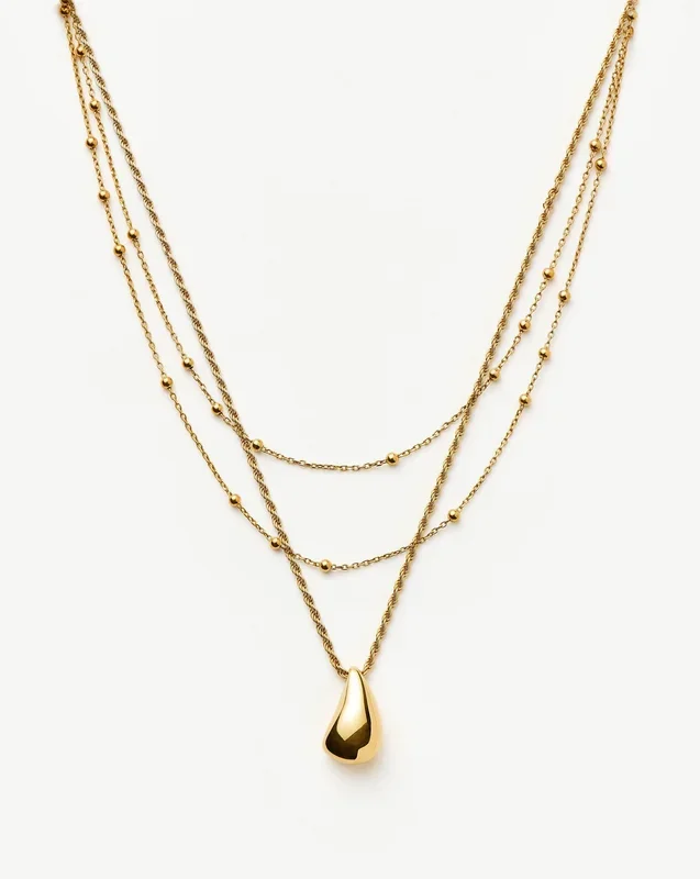Savi Droplet Pendant & Double Necklace Set | 18ct Gold Vermeil