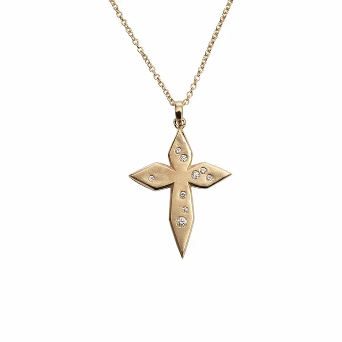 Scattered Diamond Cross Necklace