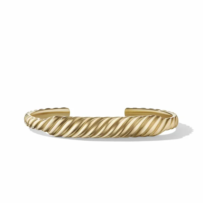 Sculpted Cable Contour Cuff Bracelet in 18K Yellow Gold