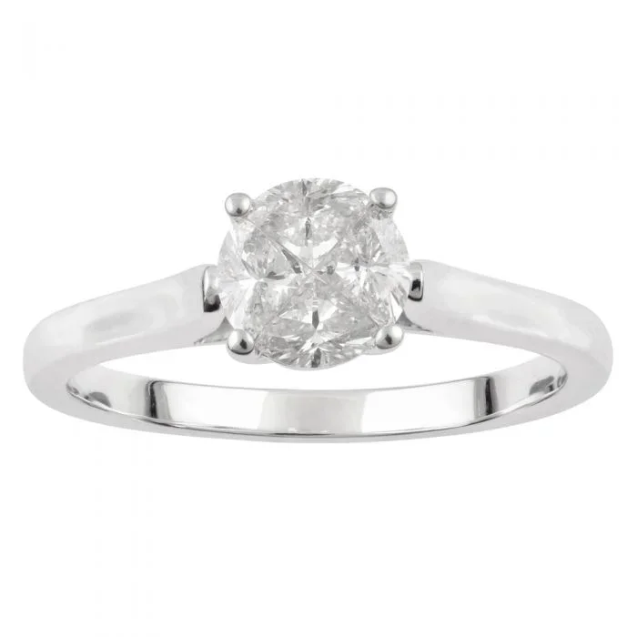 SEAMLESS LOVE 9ct White Gold 4 Trilliant Cut Ring with 1/2 Carat of Diamonds