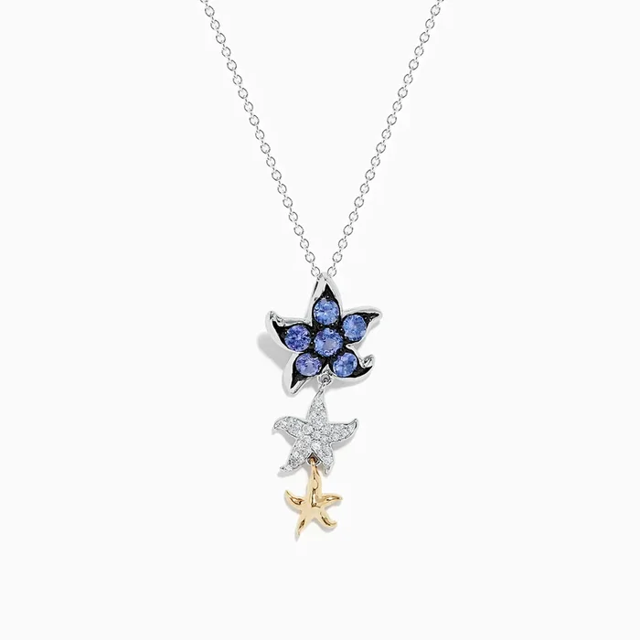 Seaside 14K Two-Tone Gold Tanzanite and Diamond Starfish Pendant