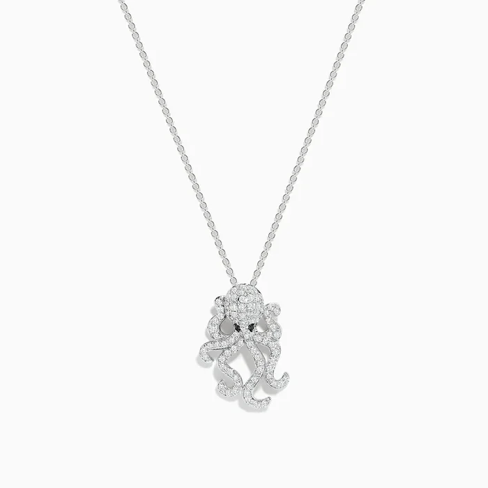 Seaside 14K White Gold Diamond Octopus Pendant