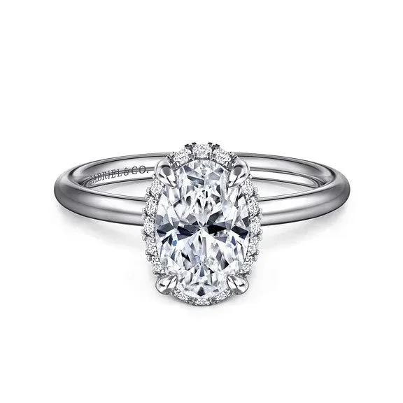Seattle – 14K White Gold Oval Hidden Halo Diamond Engagement Ring (Setting Only)