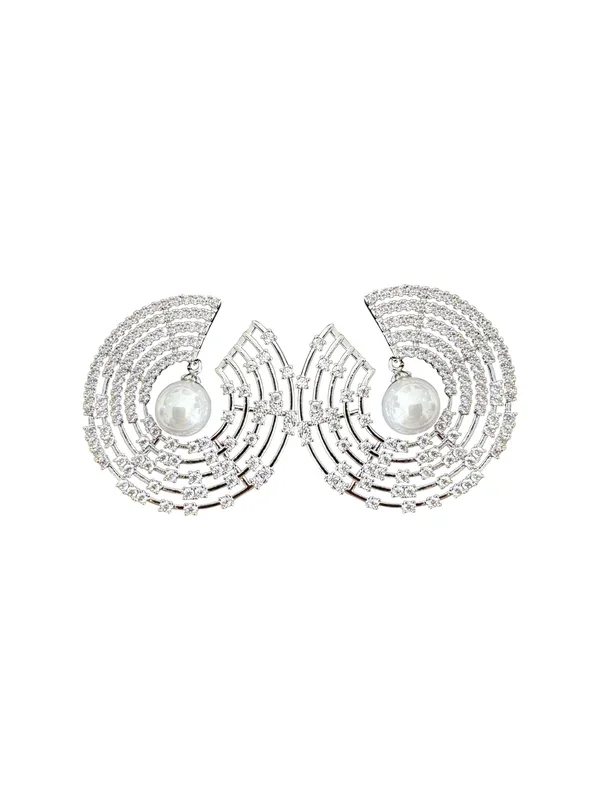 Seby CZ Pearl Silver Earrings