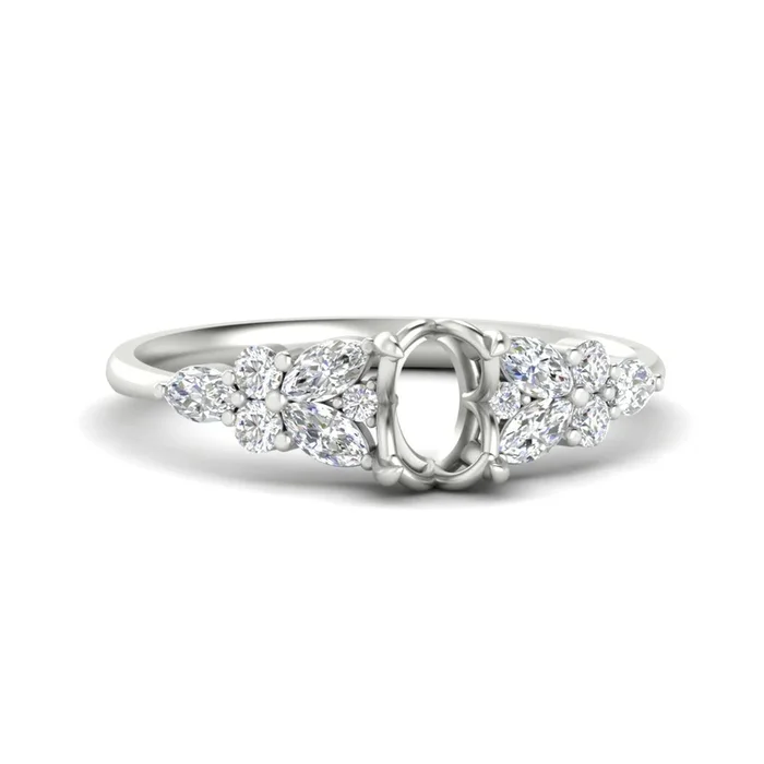 Semi Mount Big Floral Vintage Engagement Ring