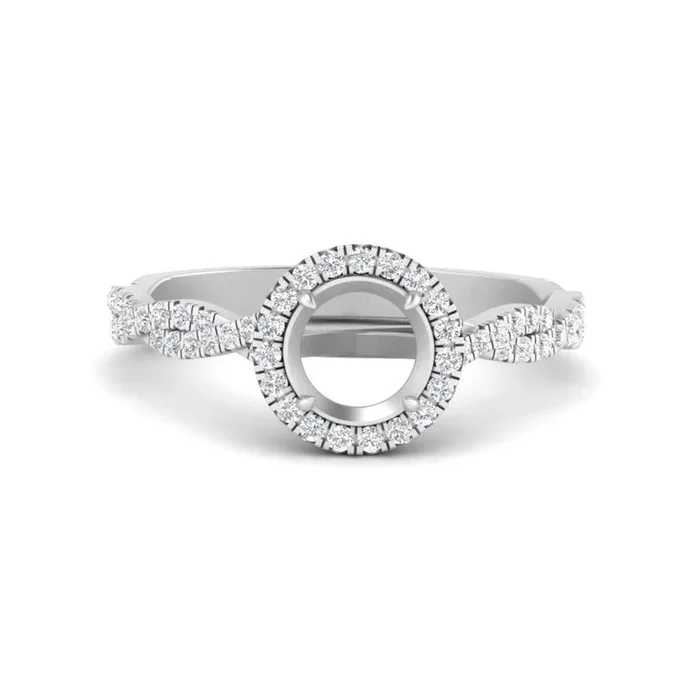 Semi Mount Classic Vine Halo Engagement Ring