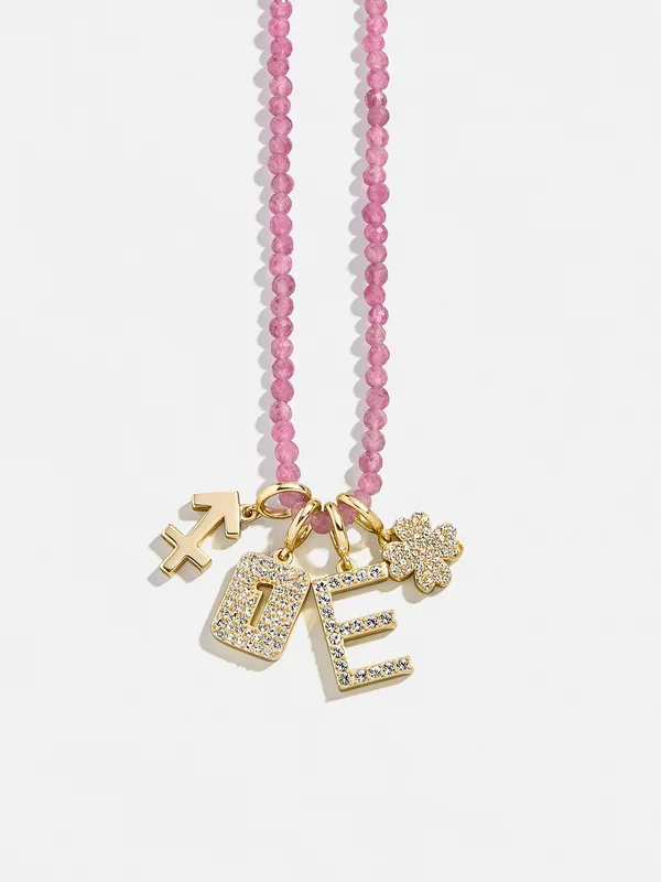 Semi-Precious Cluster Charm Necklace – Pink Tourmaline Chain