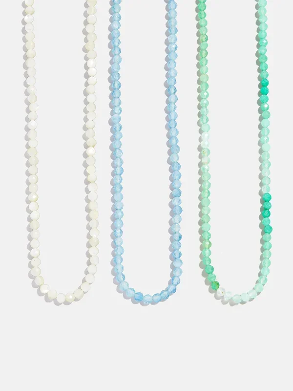 Semi-Precious Cluster Charm Necklace Chain – Aquamarine