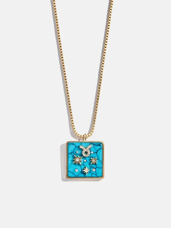 Semi-Precious Zodiac Pendant Necklace – Taurus
