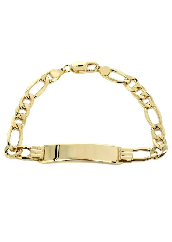 Semi Solid Id Figaro Bracelet 10K Yellow Gold Women