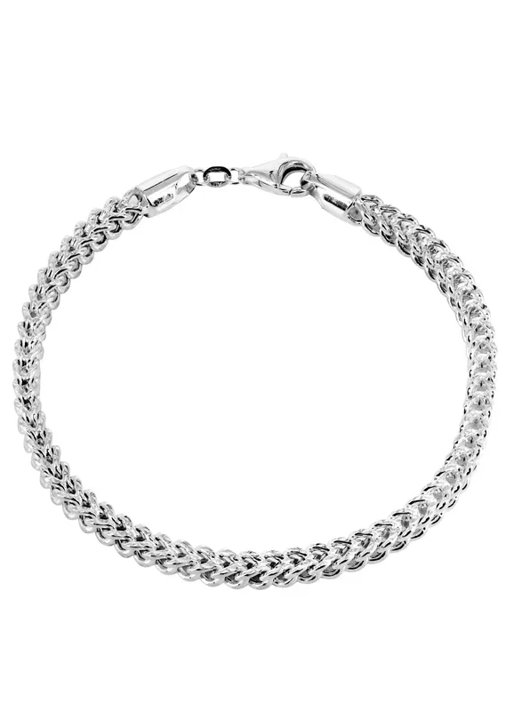Semi Solid Mens Diamond Cut Franco Bracelet 10K/14K White Gold
