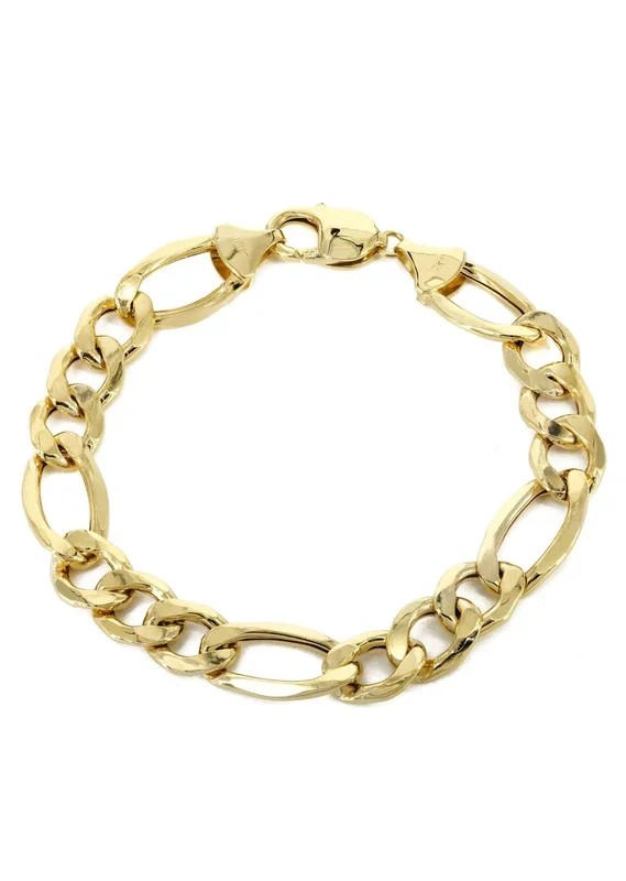 Semi Solid Mens Figaro Bracelet 10K Yellow Gold