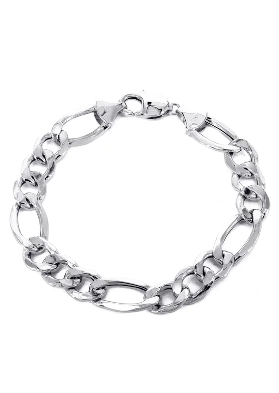 Semi Solid Womens Figaro Bracelet 10K White Gold