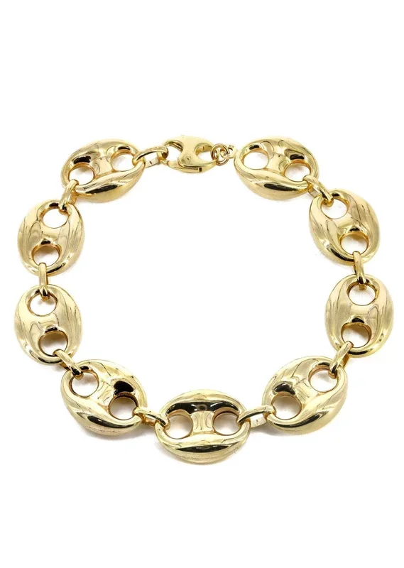 Semi Solid Womens Puff Bracelet 10K/14K Yellow Gold