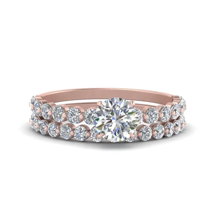 Shared Prong Round Diamond Wedding Set