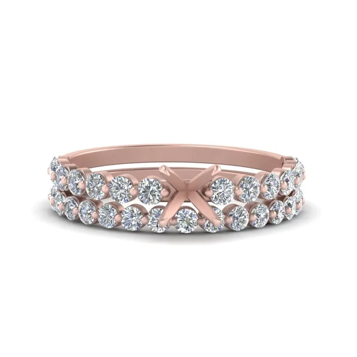 Shared Prong Semi Mount Ring Set