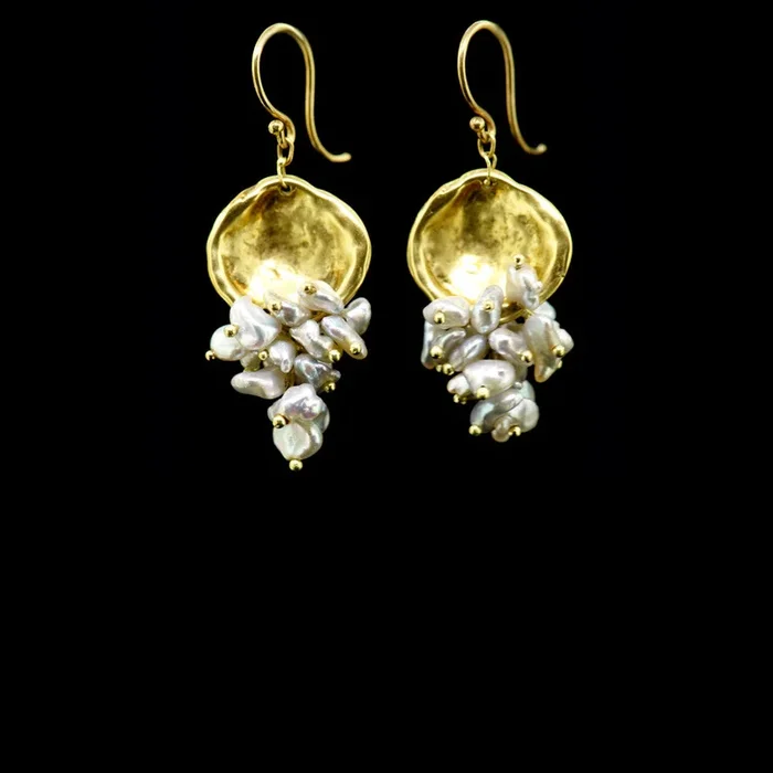 Shell Shape With Pearl Cluster Earring