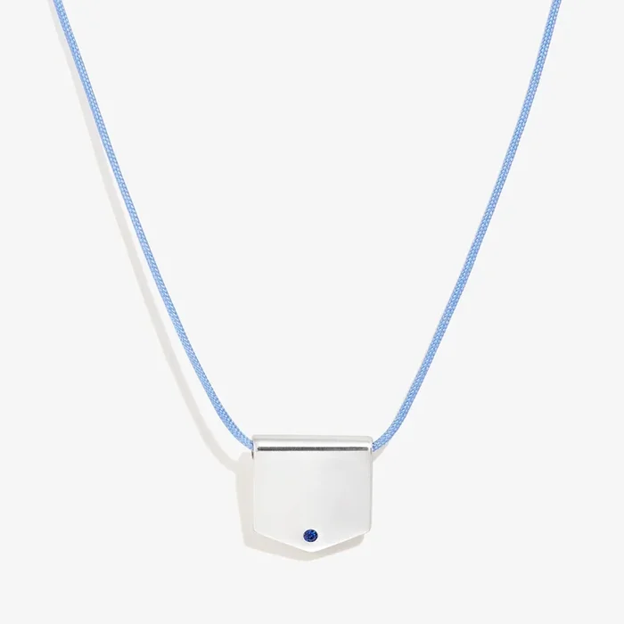 Shield Cord Necklace, Sky Blue