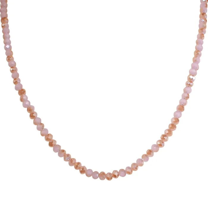 Shimmer Bead 18″ Necklace (Goldtone/Pearly Pink)