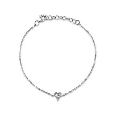 Shy Creation .05ctw Diamond Pave Heart Bracelet