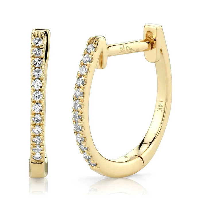 Shy Creation .08ctw Diamond Hoop Earrings