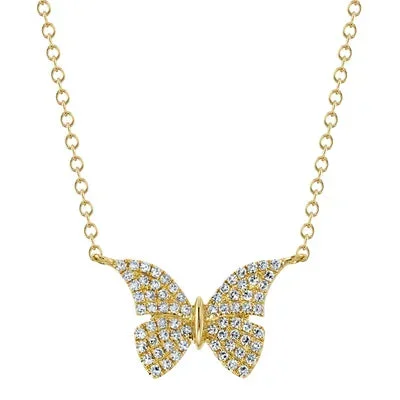 Shy Creation .15ctw Diamond Butterfly Necklace
