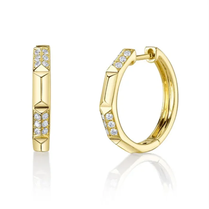 Shy Creation Geometric Cut Diamond Hoop Earrings