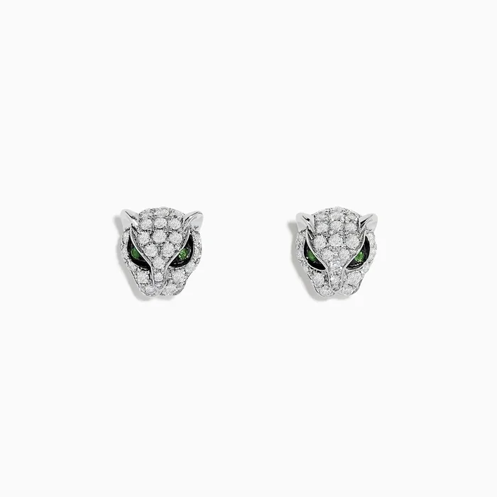 Signature 14K White Gold Diamond and Tsavorite Earrings