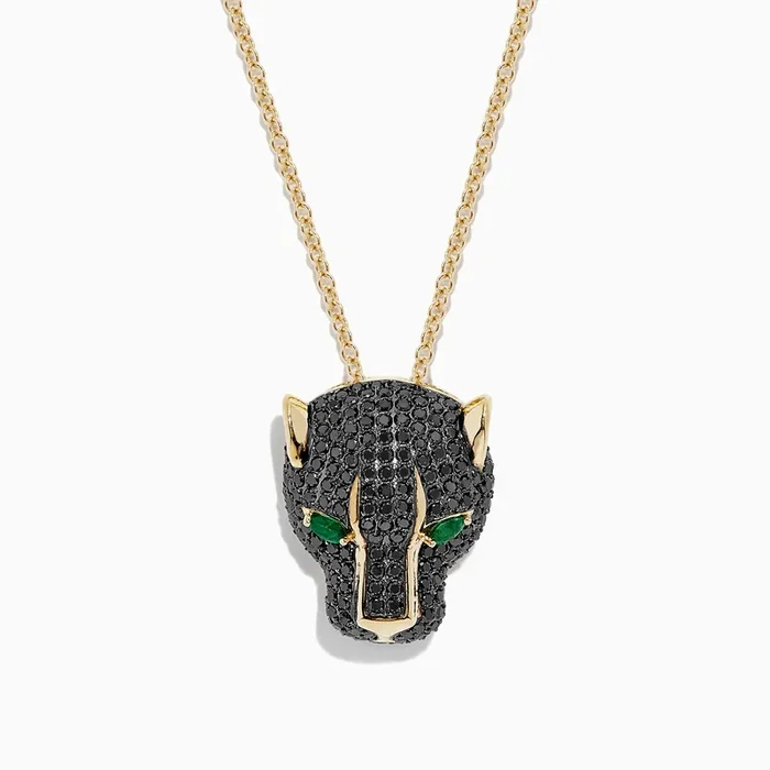 Signature 14K Yellow Gold Black Diamond & Emerald Pendant, 3.23 TCW