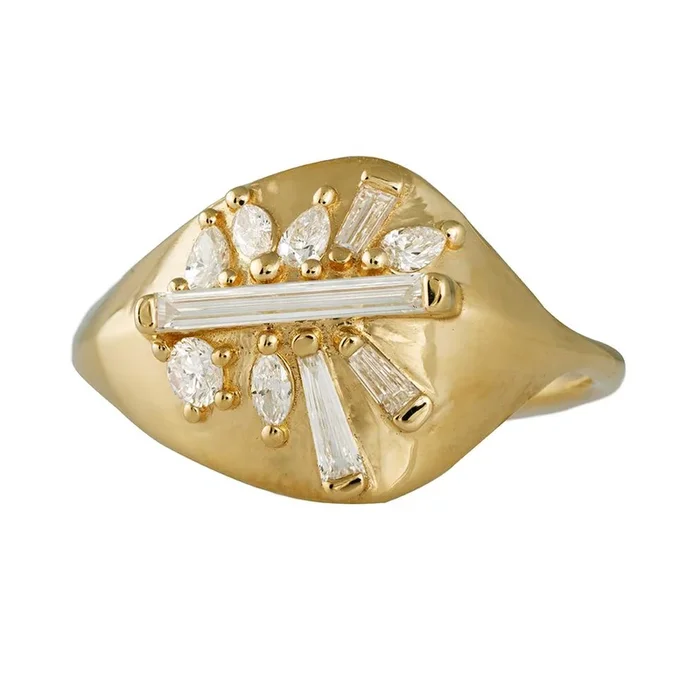 Signet Diamond Ring with Super Long Baguette Diamond – OOAK/Limited Edition