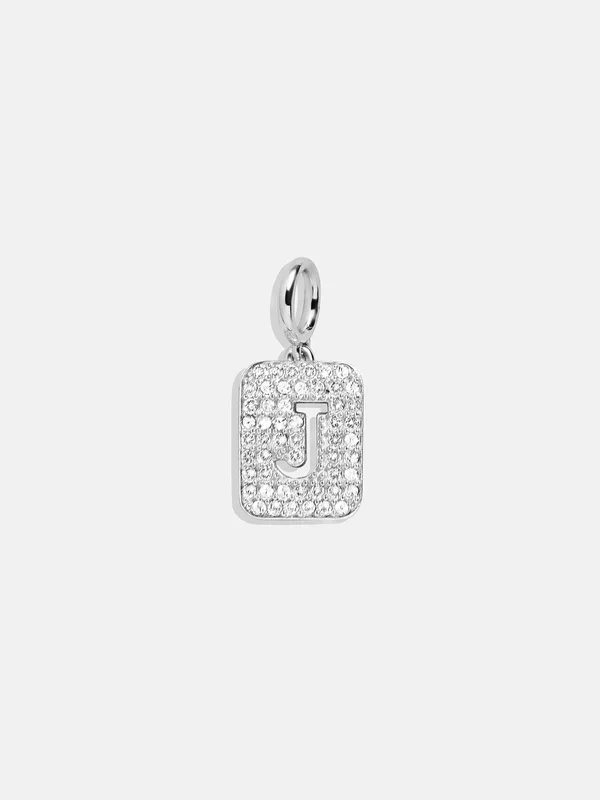 Silver Block Pave Cluster Charm – J
