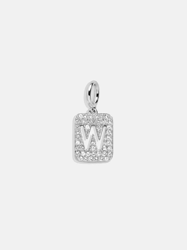 Silver Block Pave Cluster Charm – W