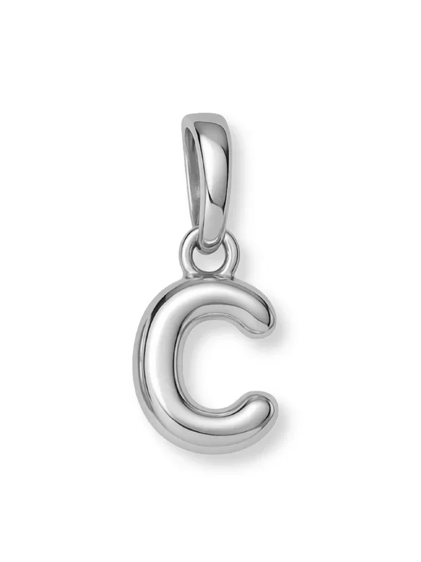 Silver Bubble Initial Clip Charm Letter C