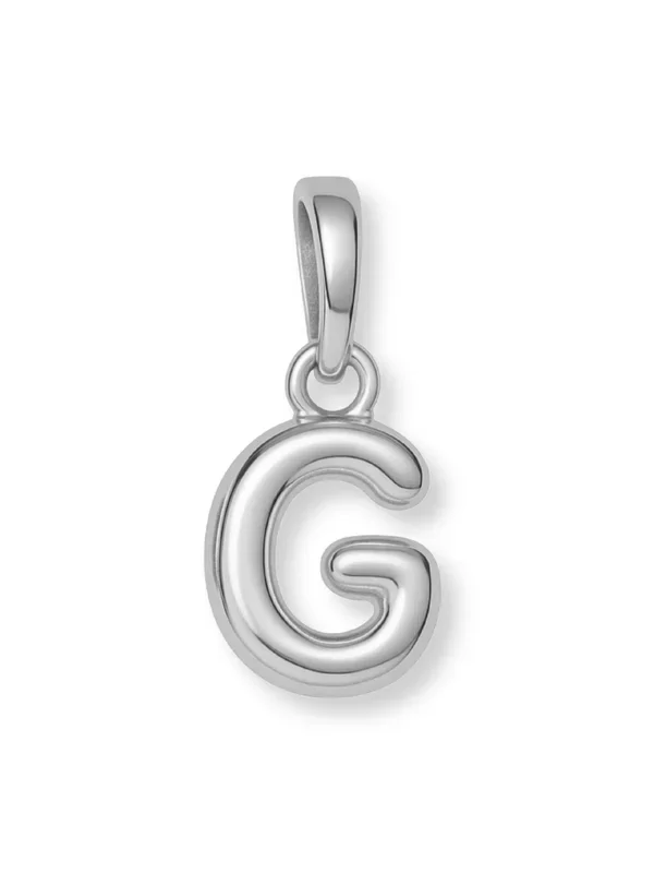 Silver Bubble Initial Clip Charm Letter G