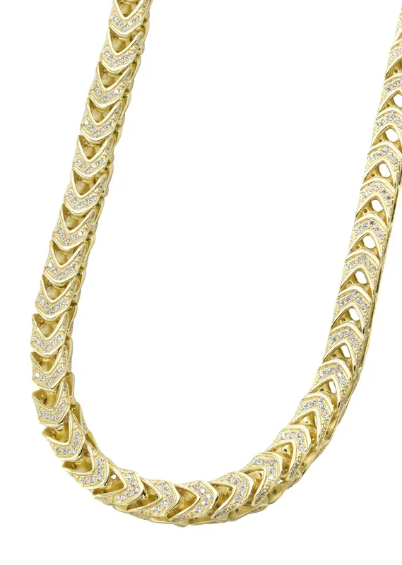 Silver Chain – Gold Iced Out Franco Chain