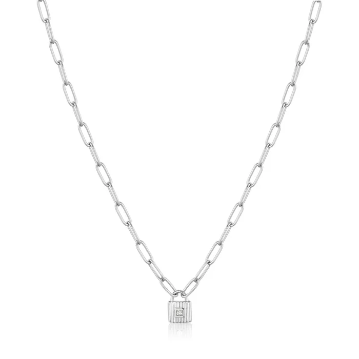 Silver Chunky Chain Padlock Necklace