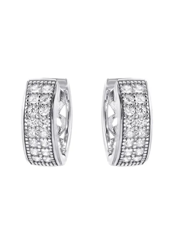 Silver CZ Hoop Earrings | Appx. 2.6 Grams