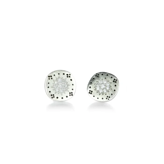 Silver Diamond Cluster Studs