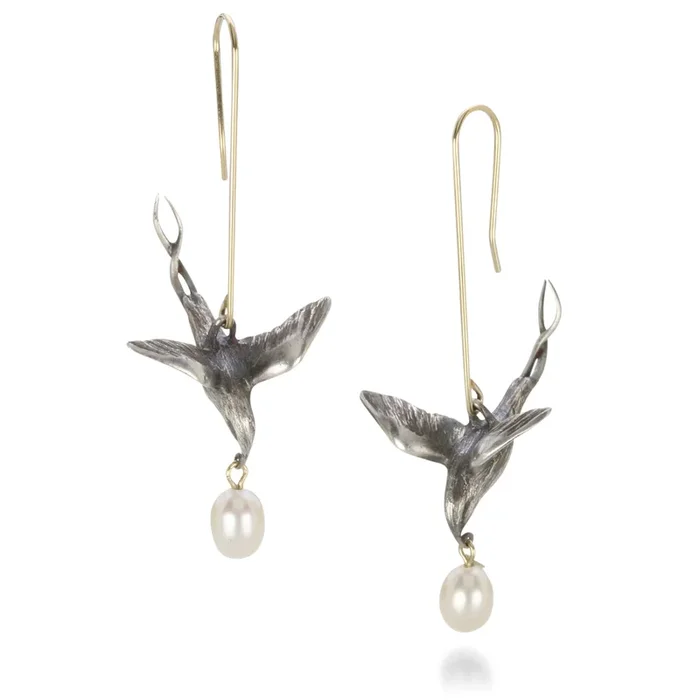 Silver Flying Bird Earrings