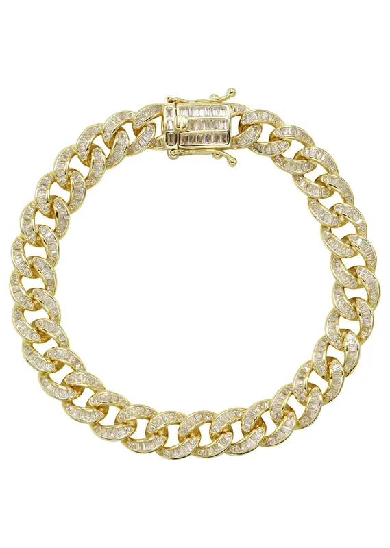 Silver Gold Baguette Miami Cuban Link Bracelet