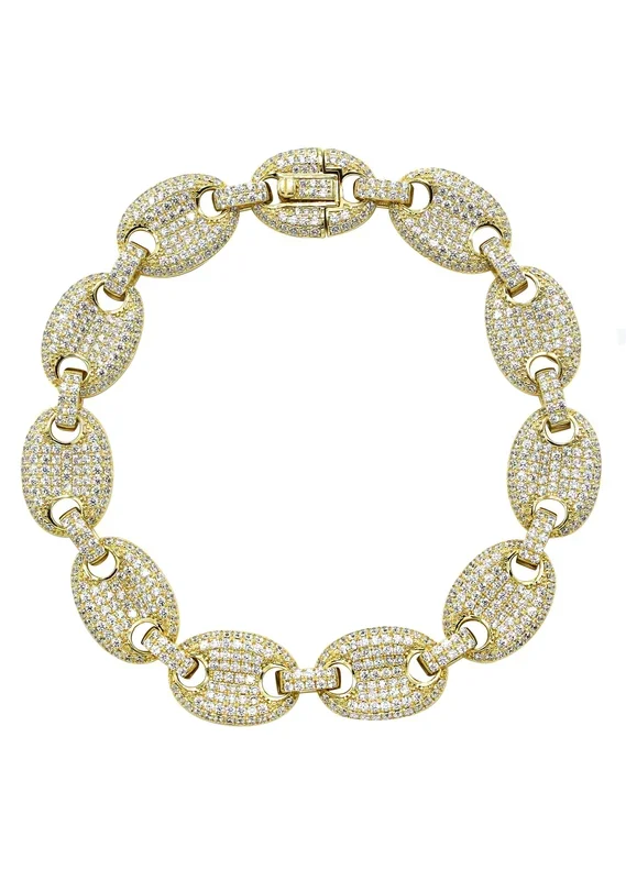 Silver Gold Iced Out Puff Bracelet